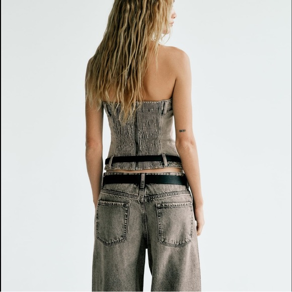 CORSET STYLE DENIM TOP TRF - Picture 5 of 7